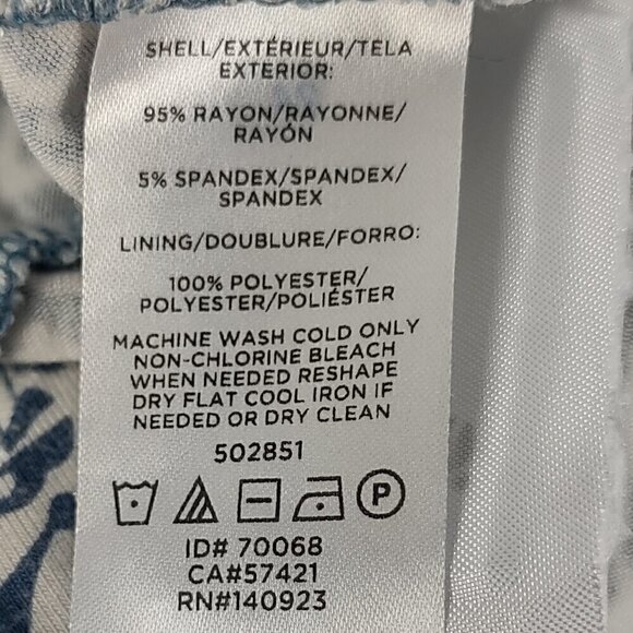 Loft Women's Blue White Geometric Print Short Sleeve Crew Neck Mini Dress Size 6 - Picture 10 of 10